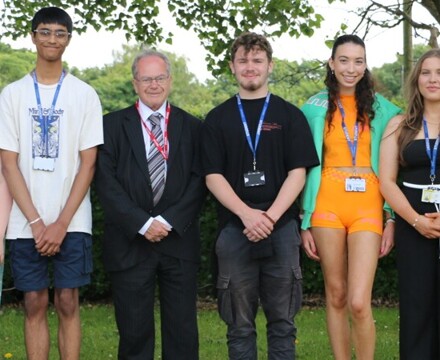 Politics students with john skipworth liberal democrats